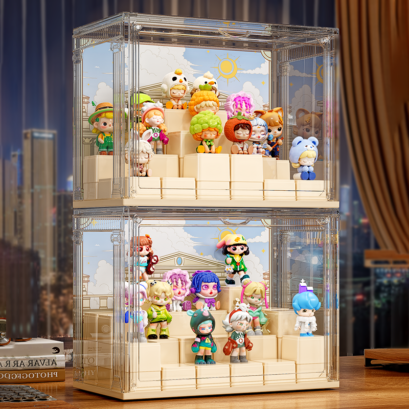 盲盒展示架收纳积木手办公仔展示柜透明防尘泡泡玛特亚克力展示盒