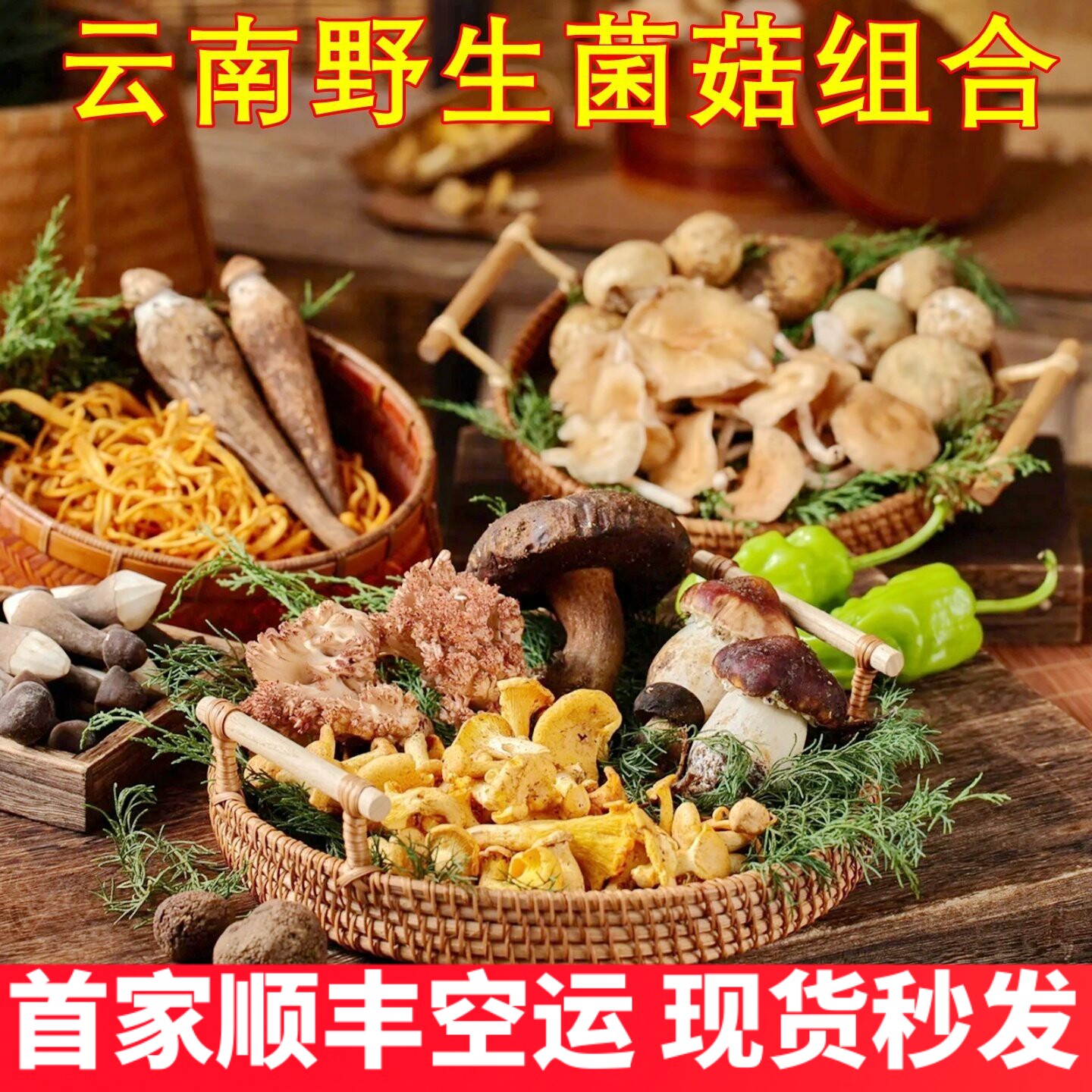 云南野生菌组合新鲜 稀有独特美食农产品菌汤青头菌谷熟菌鸡枞菌