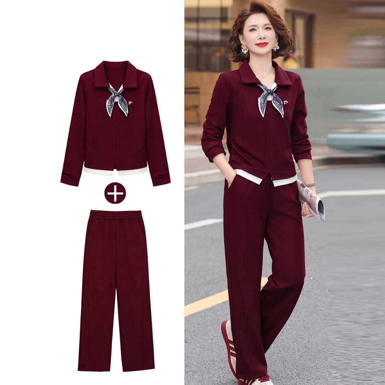 中年妈妈春装运动套装2026新款中老年春秋女士上衣服阔太太两件套