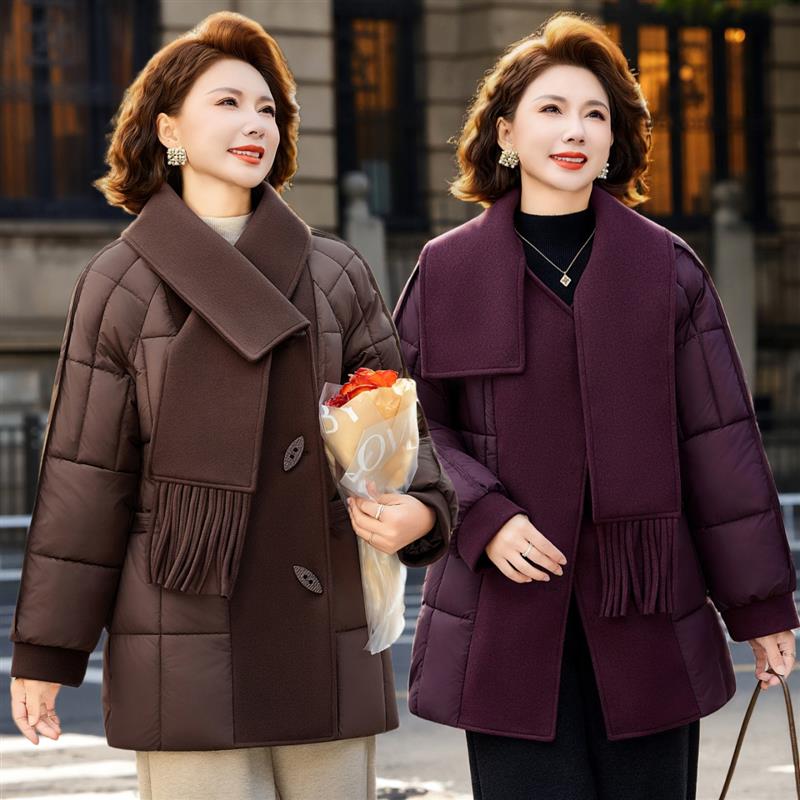 2025新款妈妈洋气棉袄加肥加大码冬装棉衣外套200斤中老年棉服女