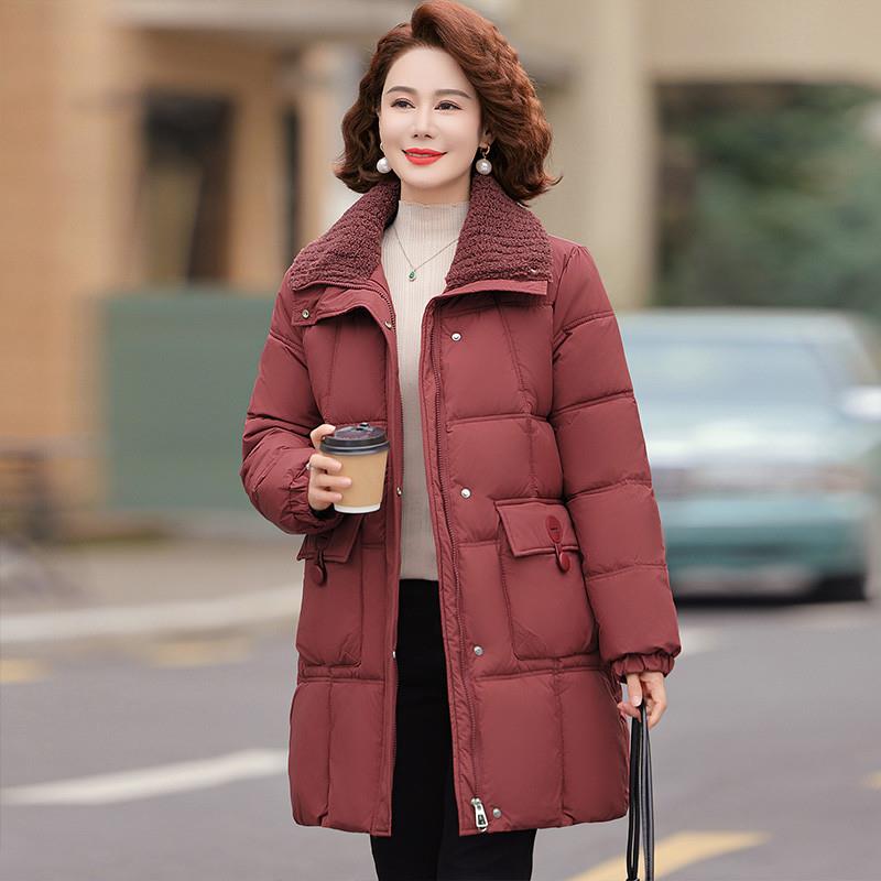妈妈冬装外套羽绒棉服洋气2025新款中老年女装加厚棉袄中长款棉衣