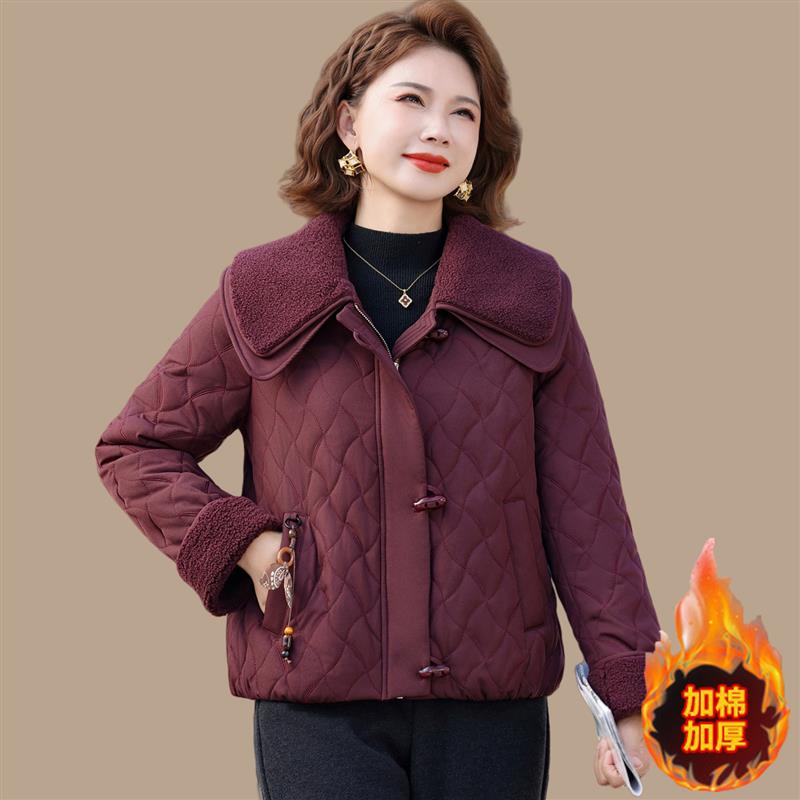 妈妈冬装棉衣外套新款时尚保暖小棉袄洋气中老年女秋冬季棉服短款