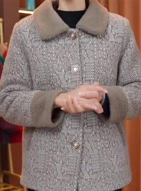 妈妈装冬季加绒三层保暖棉衣翻领老年人厚实奶奶装高品质防寒大衣