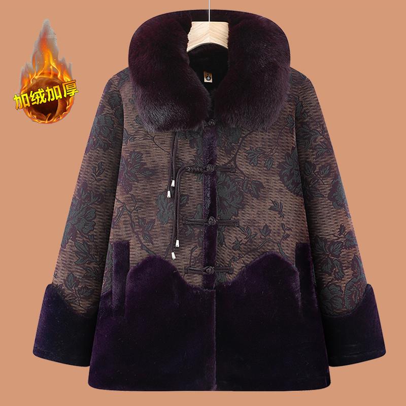 中老年冬季唐装棉袄奶奶加绒加厚棉服妈妈保暖棉衣老太太冬装外套