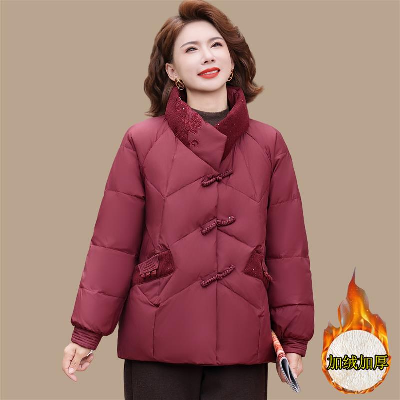 新款妈妈冬装加绒棉衣保暖棉袄外套短款中老年女冬季洋气棉服加厚