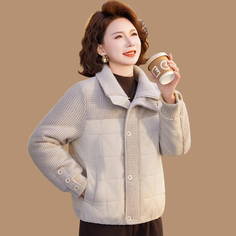 妈妈冬装时尚羽绒棉服保暖小棉袄中老年女秋冬贵夫人加厚棉衣外套