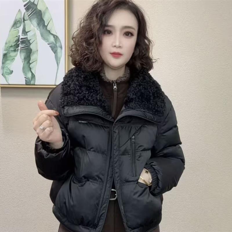 2025冬装新款翻毛领棉服加厚外套百搭休闲韩系短款保暖棉衣女士潮
