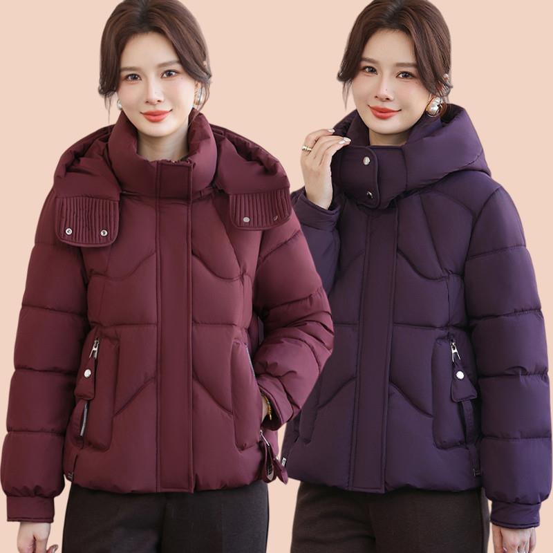 妈妈装冬季可拆卸连帽棉服加厚保暖棉衣中老年人女奶奶装洋气外套