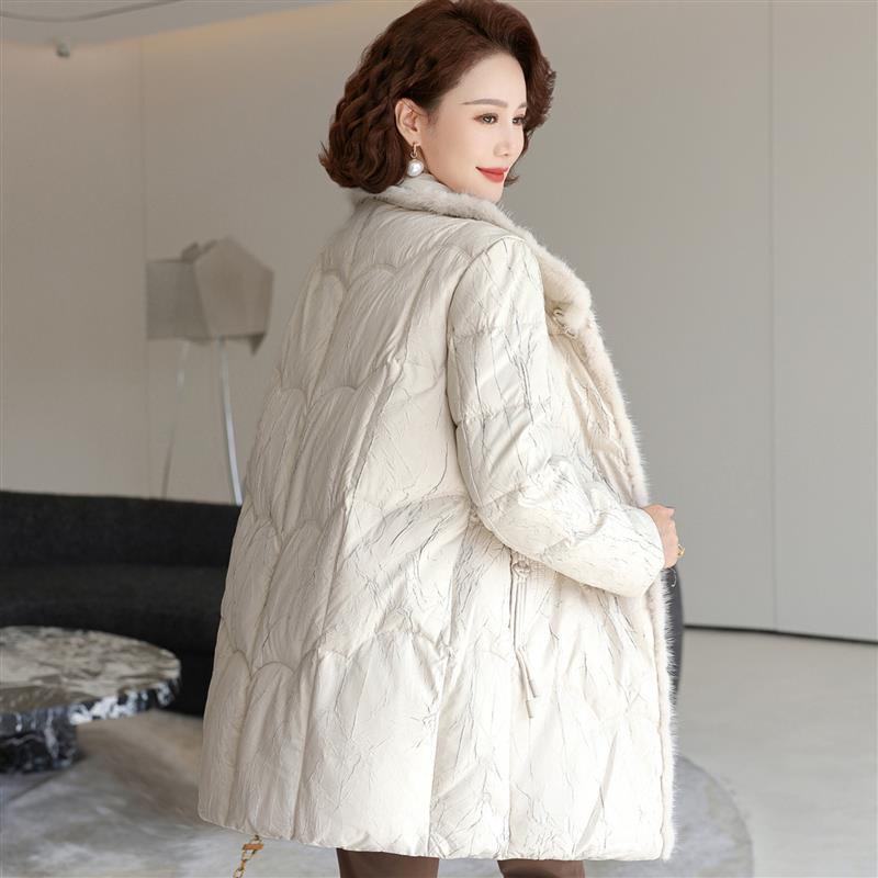 中年妈妈冬装羽绒棉衣外套中长款显瘦贵妇人中老年女秋冬品牌棉服