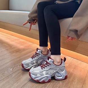 软底2025新款春夏季厚底休闲小码女鞋33内增高水钻老爹鞋女款真皮