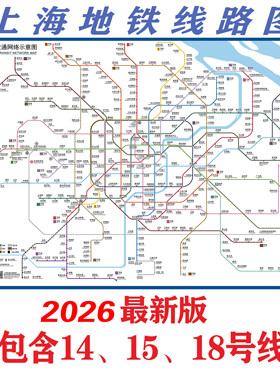 2026新版上海地铁换乘线路图轨道交通出行图大挂图规划图海报定制