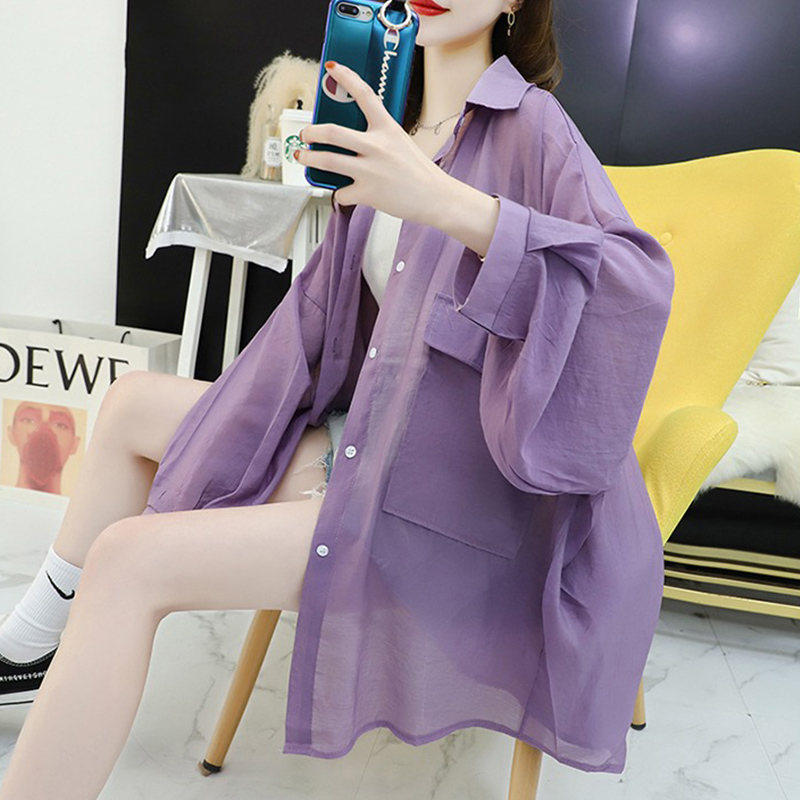 加大码防晒衣女孕妇遮肚上衣遮肉衬衫女长袖薄款防晒衫女200斤t恤