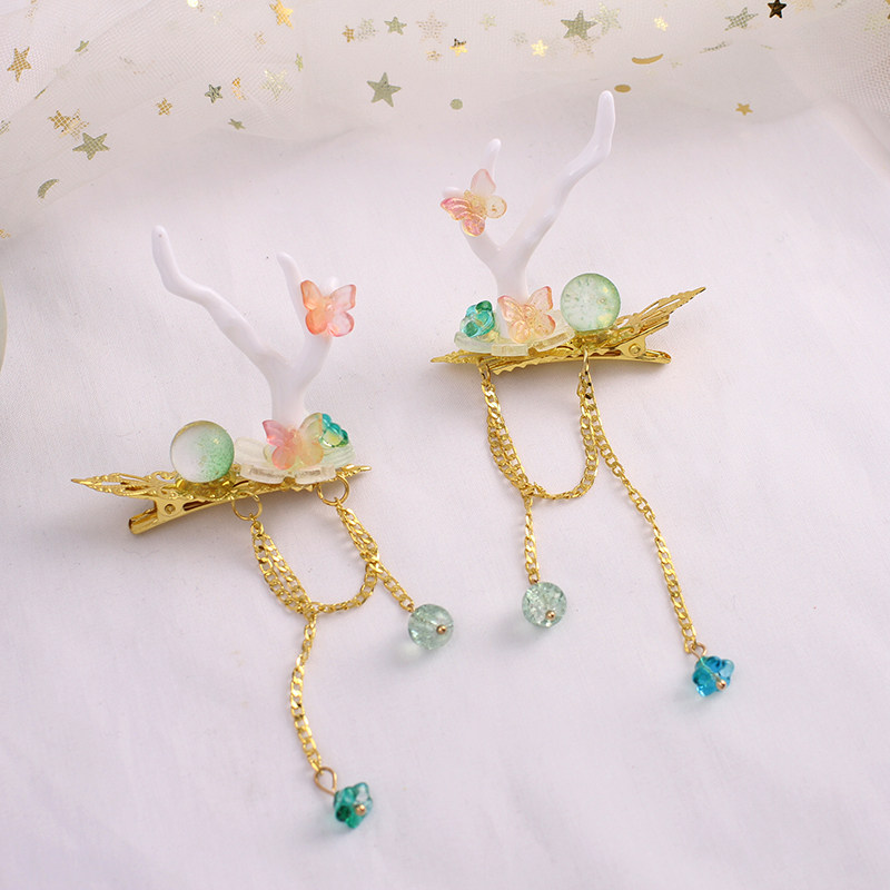 王者荣耀瑶发夹遇见神鹿瑶发夹对夹长流苏发簪汉服配饰头饰包邮