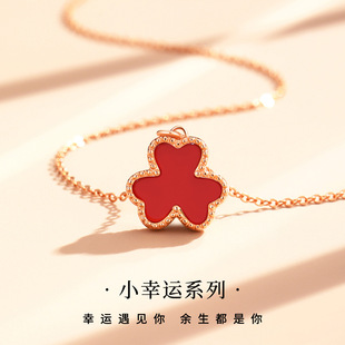 五花项链手链星城新中式S925纯银女生百搭高级感小众红玛瑙饰品