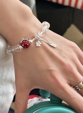 韩版草莓透明水晶手链女莓有烦恼