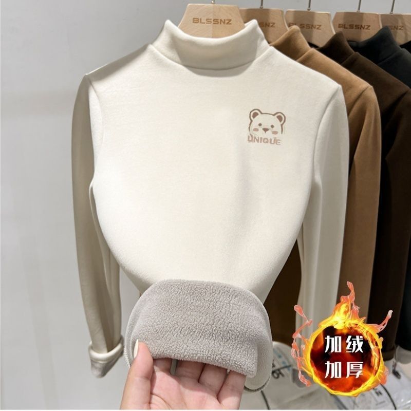 儿童打底衫加绒半高领保暖上衣