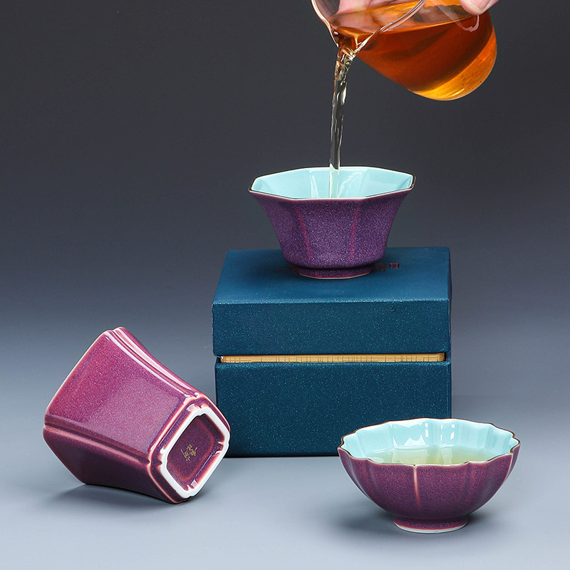 钧窑紫韵东方品茗杯仿古窑个性陶瓷茶杯家用个人主人杯茶盏单杯子