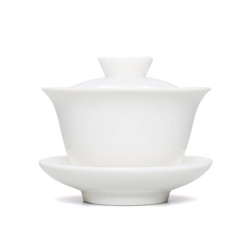 德化白瓷大号手抓茶具盖碗