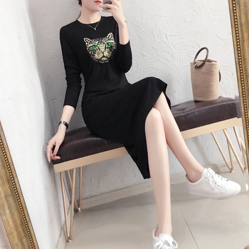 ³¤Ð䳤ȹÔçÇïпîÅ®×°2018ºÚÉ«ÊÕÑüÏÔÊݼ«¼òÖ÷ÒåÓÐÅ®ÈËζµÄÁ¬ÒÂȹ