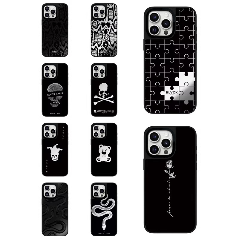 同款图案蛇纹单只玫瑰适用iPhone17Pro苹果17Promax手机壳12镜面13潮牌14防摔套15Pro个性16Promax磁吸Plus