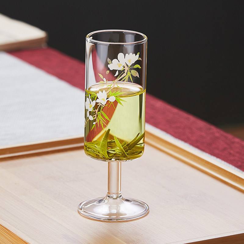 玻璃杯高脚杯耐高温绿茶杯个人用猴魁家用2025新款高硼硅红酒茶杯,餐饮具,玻璃杯,淘宝优惠券,粉丝福利购,淘宝优惠卷