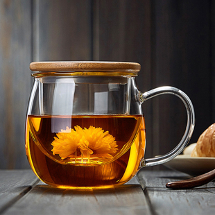 玻璃杯带把手茶水分离耐高温高硼硅2025新款喝水带盖子办公泡花茶