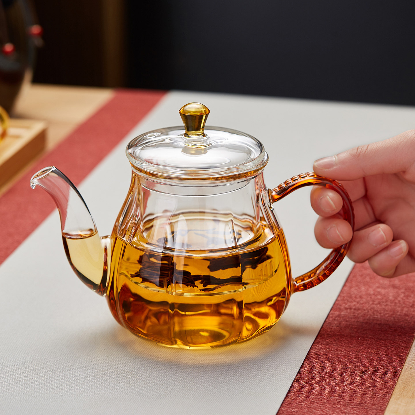 玻璃茶壶耐高温加厚茶水分离家用新款一人花茶小泡茶壶功夫红茶具