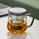 高硼硅带盖家用透明花茶泡茶杯 玻璃杯带把耐高温茶水分离2025新款