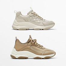 MD米色绗缝真皮休闲运动鞋老爹鞋 11306950719Massimo Dutti女鞋