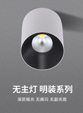 黑色led明装防眩射灯7W12W瓦免开孔cob天花筒灯吸顶客厅聚光24度