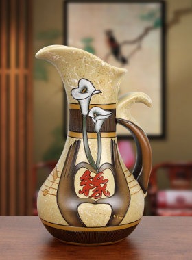 桌面花瓶陶瓷摆件家居装饰品客厅电视柜博古架摆设干中式花插祝福