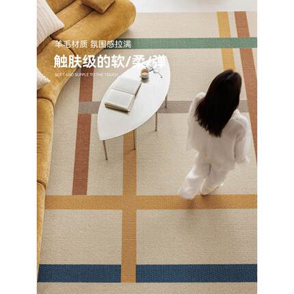 新西兰进口羊毛地毯家用客厅卧室高级艺术多巴胺线条地毯2026新款
