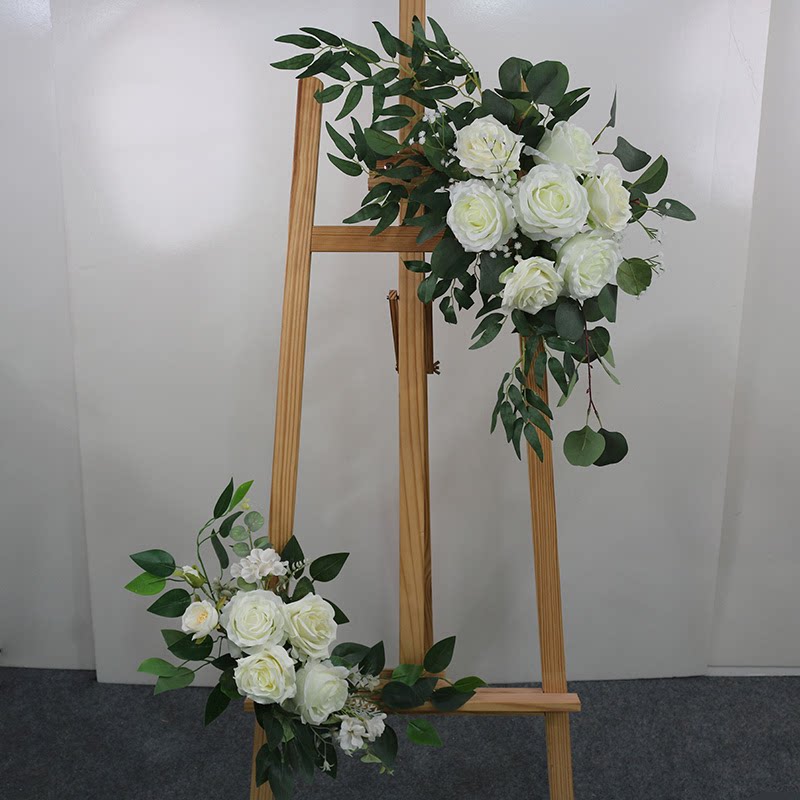 高端婚礼迎宾牌水牌花指示牌花艺仿真绢花花艺摄影道具摆件装饰