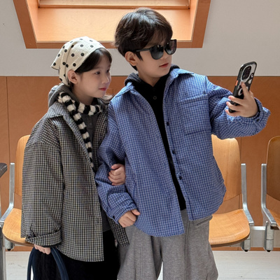 童外套2025秋冬韩版男女款格子宽