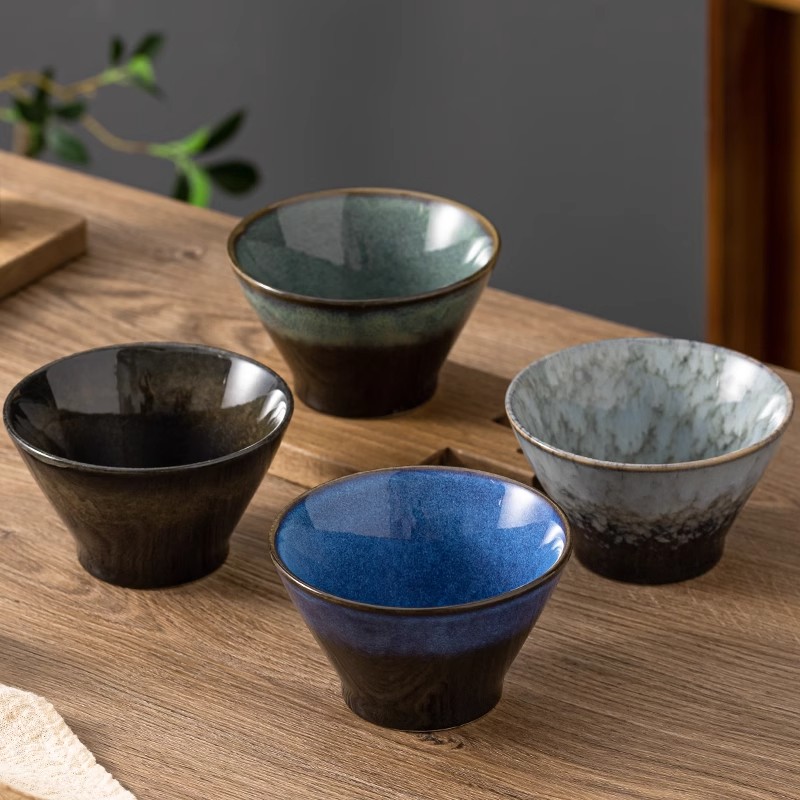 日式复古吃饭碗5英寸斗笠碗家用2025新款商用陶瓷面碗小碗喇叭碗