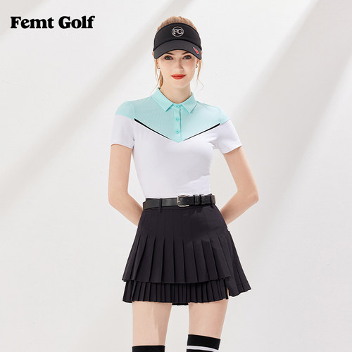 FG正品高尔夫拼色女短袖T恤衫衣