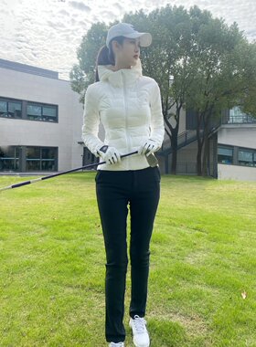 高尔夫服装女外套拼接弹力羽绒服