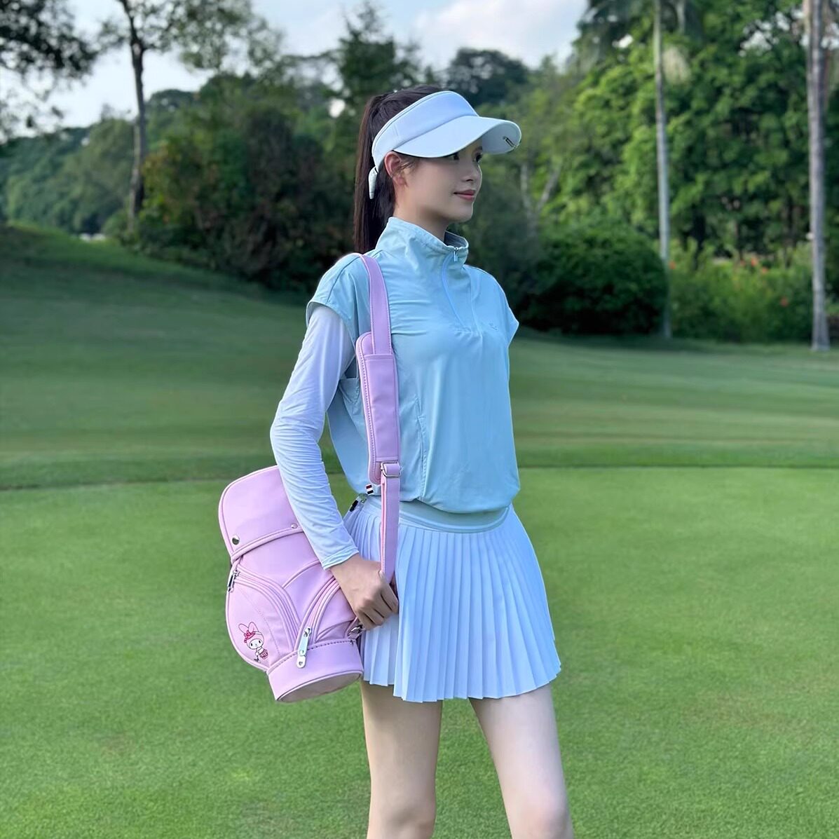 高尔夫服装女长袖外套假两件防晒