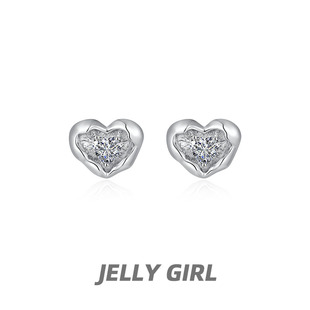 Jelly girl 爱心锆石耳钉女小众ins个性简约风小巧精致高级感耳环
