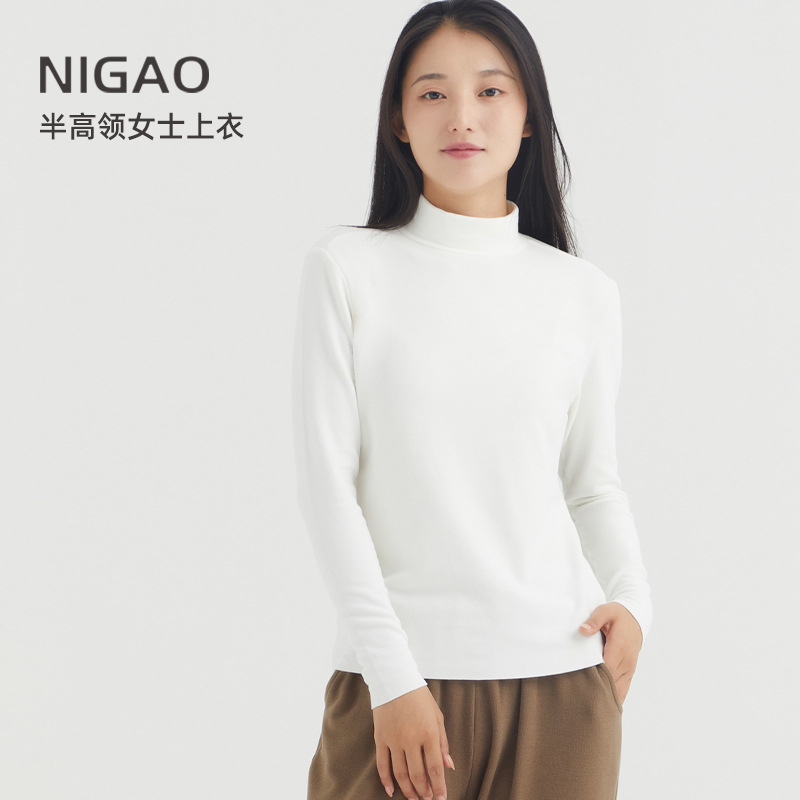 真德绒半高领发热保暖加绒T恤