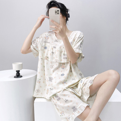 夏季棉绸凉感防凸点女睡衣套装