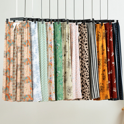 棉绸睡裤女夏季薄款人造棉阔腿裤