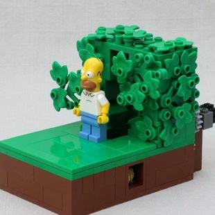 适用乐高积木人仔消失的辛普森小颗粒拼装玩具圣诞树模型摆件礼物
