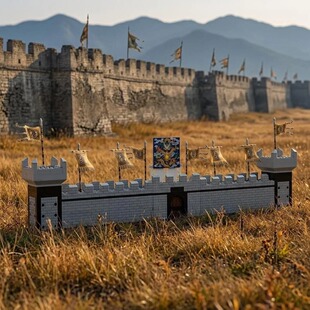 MOC国潮古代城墙城防大唐系列战争城门士兵积木人仔拼装玩具礼物