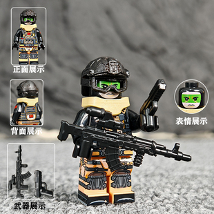 积木人仔三角洲子墨小鸟直升机特种兵反派炮台拼装适用乐高第三方