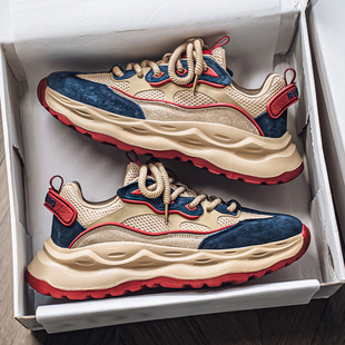 男45夏季 高级感老爹鞋 男鞋 透气46休闲运动鞋 47跑步鞋 网鞋 特大码