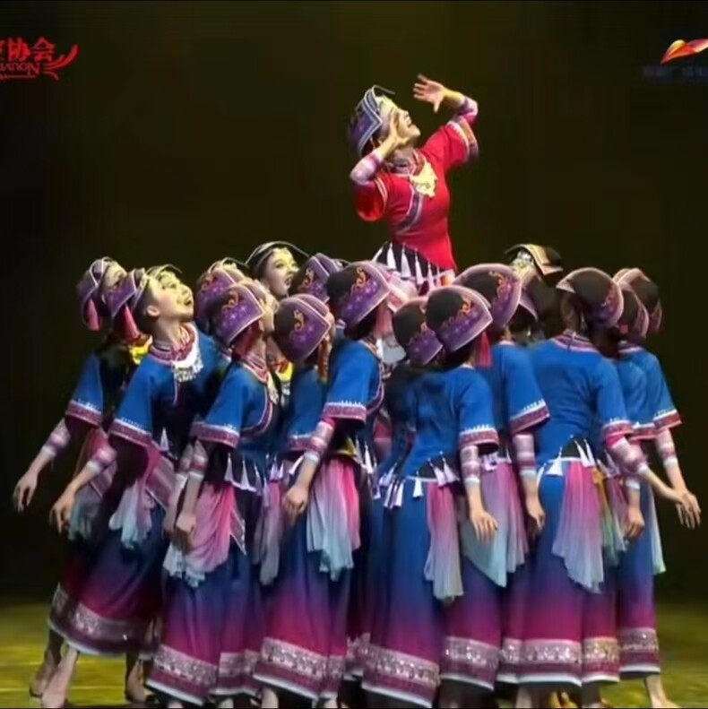 新款荷花奖壮族女款演出服幸福就要跺跺脚舞蹈服装少数民族表演服