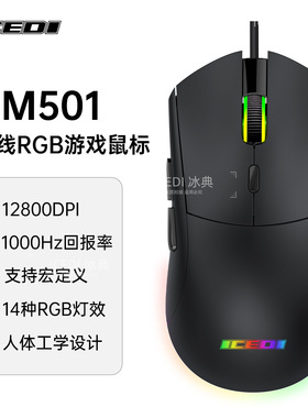 501有线12800DPI硬件宏1000回报率板载游戏鼠标RGB灯效有线鼠标