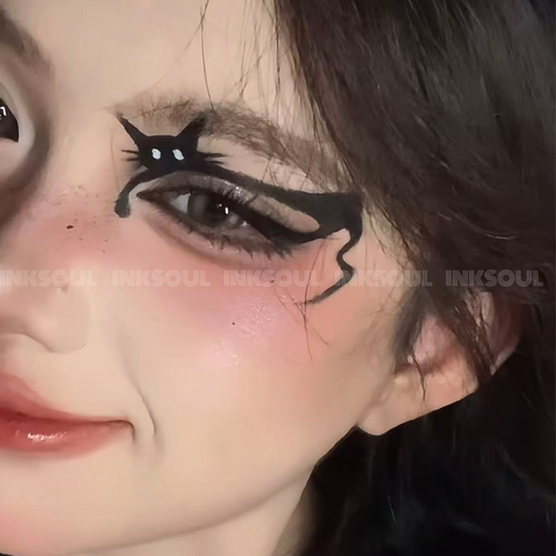 INKSOUL 暗黑猫猫眼妆贴纸万圣手绘黑猫眼尾脸贴纹身贴创意防水贴