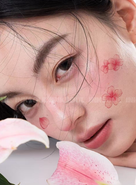 INKSOUL 脸部妆容渐变散落樱花纹身贴锁骨手腕ins少女心清新防水
